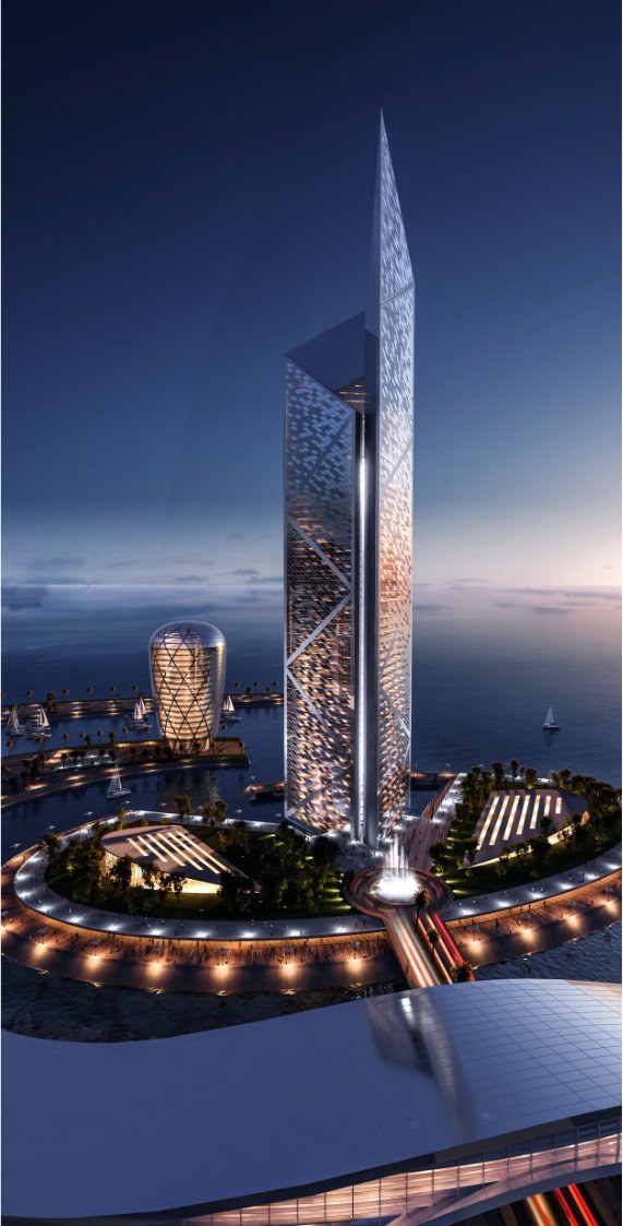 Concours — tour sur la corniche maritime, rendu de nuit